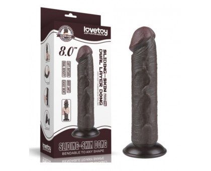 LOVETOY фаллоимитатор со скользящей кожей черный 8.0