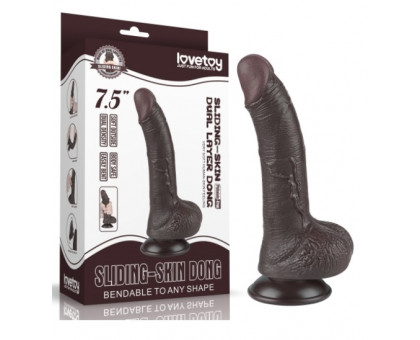 LOVETOY фаллос со скользящей кожей черный 7.5